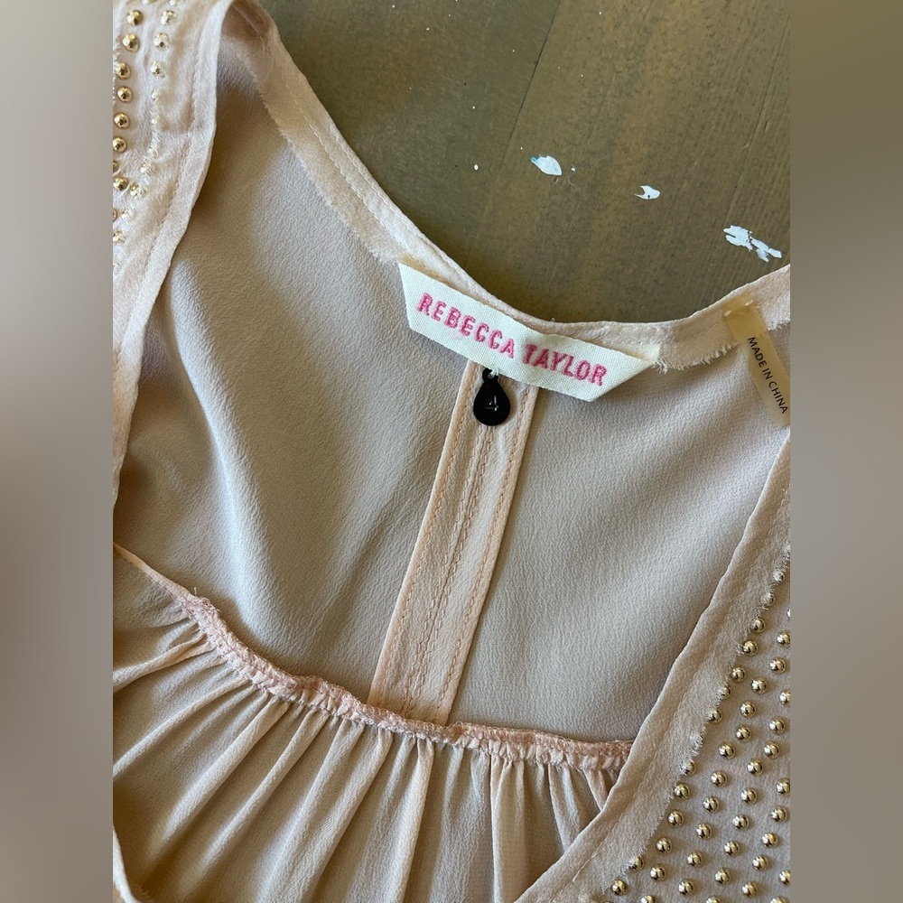 Rebecca Taylor Silk Studded Beige Tank Top Size 4 - Picture 8 of 8